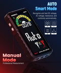 Rechargeable Digital Multimeter With Auto And Manual Range In Smart Auto Mode displaying auto mode on screen