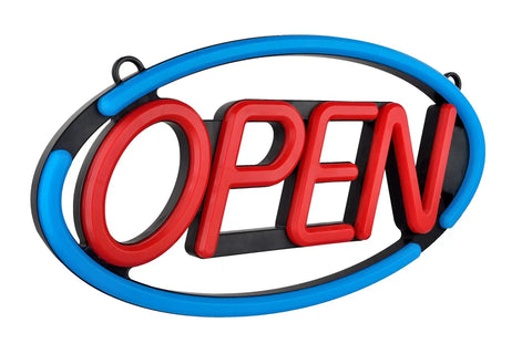 Ultra Bright LED Neon Open Sign 24x12 Inches With Remote Control For Your Biz Get Your Shop Seen Day Or Night Visibility Up To 400 Feet Energy Efficient Blue And Red Tube Sign With Chains And 5ft Power Cord