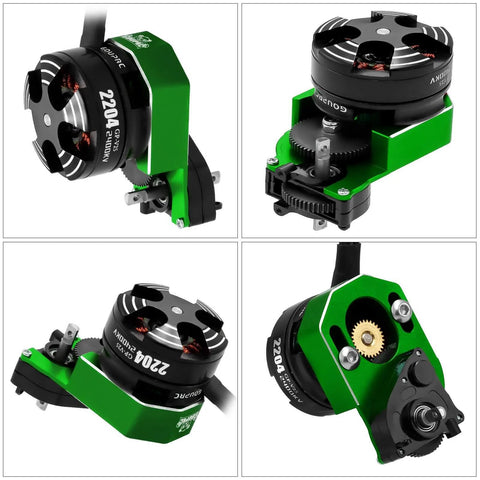 Quad view of 2204 2400KV Brushless Outrunner Motor with Transmission and 30A Mini ESC for SCX24 Remote Control Crawler upgrade kit