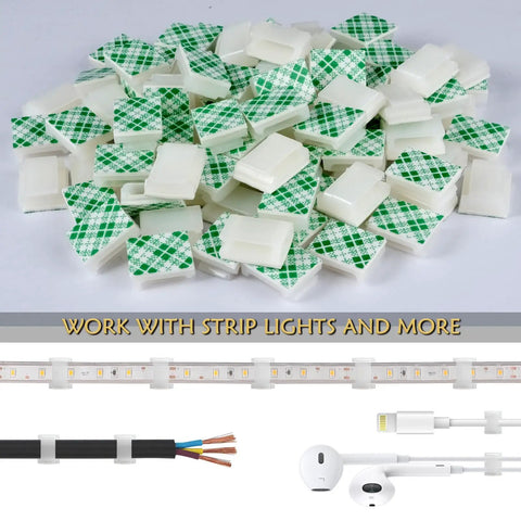 Self Adhesive LED Strip Mounting Clips Pack Of 100 For 8mm 10mm And 12mm Light Strips Easy Install Brackets Holder Durable PA66