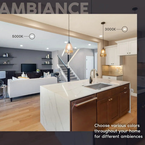 Modern kitchen lighting with 4 Inch LED Disk Lights 6 Pack, Dimmable 10W Ceiling Fixtures, Color Tunable 2700K to 5000K, 5 CCT