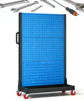 Heavy Duty Tool Rack With Steel Pegboard And Four Locking Casters Pro Grade 20 Kg Per Shelf Capacity Adjustable 3 Tier Workshop