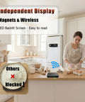 Woman using Digital Kitchen Scale With Pull Out Display 0.1g Precision 11 Lb 5 Kg Capacity LED Backlit USB Rechargeable Stainless Steel
