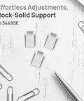 Sturdy Metal Shelf Brackets And Clips For Office Cabinets on white desk with paper clips and pen