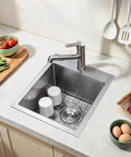 15x15 Inch Bar Sink Drop In Topmount Stainless Steel Square Single Bowl Kitchen Sink With Grid And Drain In Kitchen