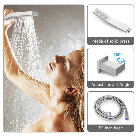 Brushed Nickel Shower System With 10 Inch Shower Head And Handheld, Includes Rough-In Valve And Trim Kit, Easy No Fuss Install