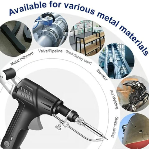 Three In One Do It All Industrial Welding And Cutting Machine With Internal Heating shown with usage options for metal materials