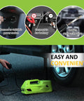 Electric Car Jack 5 Ton 12V Hydraulic Lift With LED Light And Built In Safety Hammer Lifting Range 6.1 To 17.7 Inches