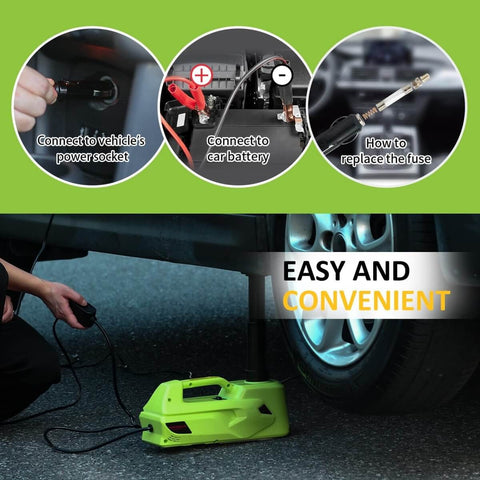 Electric Car Jack 5 Ton 12V Hydraulic Lift With LED Light And Built In Safety Hammer Lifting Range 6.1 To 17.7 Inches