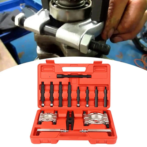 Heavy Duty 14PCS Bearing Puller Kit And Gearbox Separator Set Alloy Steel Pro Tools For Auto Gear Shaft Fix L Leg Puller For Pulley Flywheel Removal Wheel Hub Axle Shaft Work Quick Setup On Cars Trucks Helps Nail The Job Quick No Drama. open case with bearing pullers