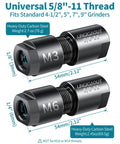 Two Pack Angle Grinder To Die Grinder Adapter Set With Five Eighths Eleven Thread Converts Grinders Into Die Grinders Includes Quarter Inch And Eighth Inch Collets Six And Three Millimeter Extension Rod For Rotary Burrs Wood Carving And Metal Polishing showing heavy-duty carbon steel adapters