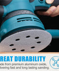Kick Ass 100 Pc 5 Inch Sanding Discs With Hook And Loop For Orbital Sander Wood Metal Jobs 60 To 1000 Grit Premium Abrasive Wet Dry Performance with orbital sander detail.
