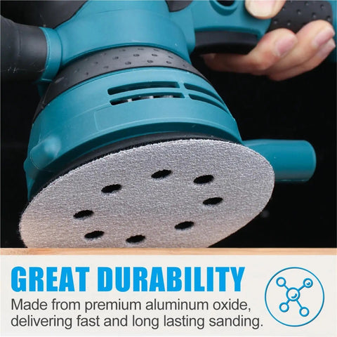 Kick Ass 100 Pc 5 Inch Sanding Discs With Hook And Loop For Orbital Sander Wood Metal Jobs 60 To 1000 Grit Premium Abrasive Wet Dry Performance with orbital sander detail.