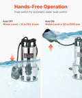 1 HP Submersible Sump Pump With 5500 GPH Flow Stainless Steel Build Automatic Float Switch Long Cord 30 Ft Lift in action