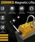 Heavy Duty Neodymium Lifting Magnet With Quick Snap Action Handle For Steel Plates And Shop Cranes Built Like A Tank For Rock Solid Performance At Four Thousand Four Hundred Pound Pull on steel plate.
