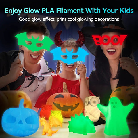 Glow In The Dark PLA Filament 4Kg Bundle For 3D Printing With Phosphorescent Plastic Wire Offering Blue Green Red Yellow Dope Hues That Just Straight Up Glows Under Ultraviolet Light For Knockout Night Projects