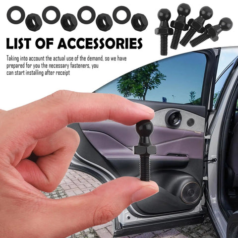 Car Ball Stud Kit 10mm With Spacers And Nuts For M6 Thread Gas Struts Lift Support Critical Connecting Parts For Your Ride Heavy Duty Four Pack Replacement Ball Studs And Nuts, black steel stud in car door panel