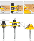 Tongue And Groove Router Bit Set With 45 Degree Lock Miter Bit One Quarter Inch Shank Shop Grade Wood Milling Cutter Bits Diagram