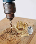 Pro Grade Quick Change Drill Chuck Reducer Adapter For Cordless rotary Tools on wood with copper collets