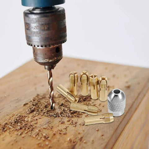 Pro Grade Quick Change Drill Chuck Reducer Adapter For Cordless rotary Tools on wood with copper collets