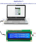 MT8870 DTMF Decoder LCD Display Module connected to a laptop, showing DTMF dial application with numeric display.
