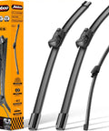 24 Inch And 21 Inch Windshield Wiper Blades With 13 Inch Rear Wiper For VW Tiguan 2007-2017 Pack Of 3 All Weather OEM Quality