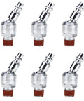 Six Pack 1 Quarter Inch Swivel Air Fittings With 360 Degree Rotatable Quick Connect For Air Tools And Compressors MNPT Male Plug Hose Connectors Pro Grade No Kink And Wrist Friendly, six chrome fittings