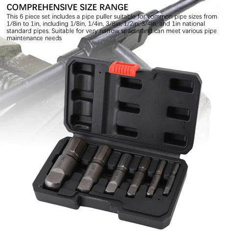 Heavy Duty Pipe Extractor Set For 1/8 Inch To 1 Inch Broken Screw Removal Tools Made From Tough Cr Mo Steel Includes Compact Storage Box open case