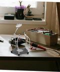 LED Magnifying Lamp With Magnifying Glass Holder For Soldering Circuit Boards Sturdy Third Hand Tool on workbench