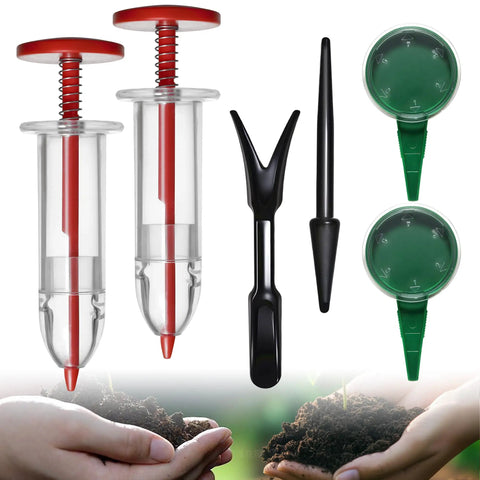 Handheld Seed Spreader Kit for Small Seeds, Easy One Handed Seed Planter With 5 Degree Drop, Tiny Seed Dispenser, Garden Sower Set of 6