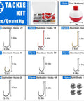 All In One Beginner Fishing Tackle Kit With 215 Pieces In An Organized Tackle Box, Includes Hooks, Bobbers, Sinker Weights Display