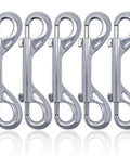 Double-ended bolt snap hooks, five-pack, silver metal, 4.7-inch length, Amazon.