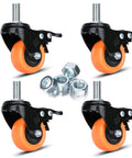 Caster Wheels 2 Inch Swivel Set Of Four Heavy Duty 600 Lbs Per Caster Half Inch 13 Threaded By One Inch Shafts Dual Locking Industrial Castors Smooth Quiet With Brakes For Cart And Equipment