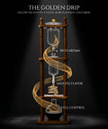 720 Milliliter Cold Brew Coffee Tower With Adjustable Valve Makes Five To Seven Cups, featuring borosilicate glass and wood design.