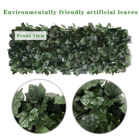 Expandable Faux Ivy Fence Privacy Screen For Patio And Outdoor Spaces, Realistic Willow Wicker Panels With Dark Green Maple Leaves