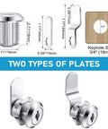 Diagram of 5/8 inch cylinder and 48 lock plates from 24 Piece Cabinet Lock Set For Drawers Mailboxes RV Storage Boxes With Keys