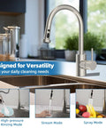 NSF ANSI CAN 61 CUPC Certified Pull Down Kitchen Faucet Head Replacement With 3 Function Sprayer And 15 Adapters in kitchen setting