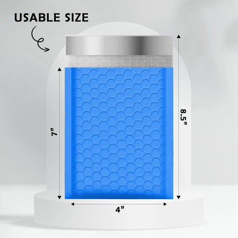 Blue Waterproof Bubble Mailers 4x8 Self Seal Adhesive Shipping Bags With Cushioned Padded Envelopes For Mailing And Packaging, 50 Pack