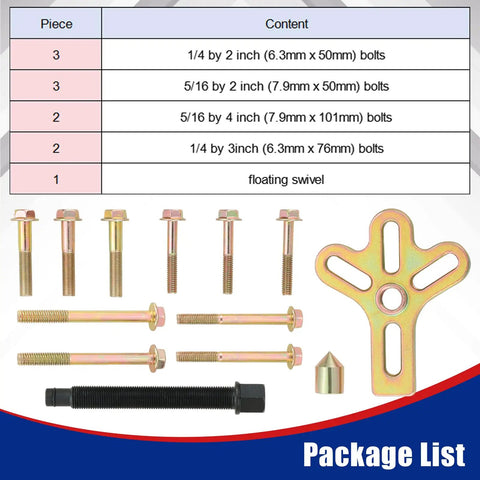 Harmonic Balancer Steering Wheel Puller Kit 13 Piece Set For Auto Maintenance with bolts and yoke displayed