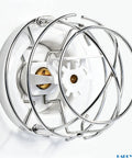 Close-up of No Fluff Two Pack White Fire Sprinkler Trim Rings with solid chrome wire guard, designed for ceiling integration.