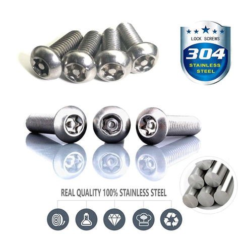 Anti Theft Stainless Steel License Plate Screws Set For Cars And Trucks Tamper Resistant Security Machine Screws Quarter Inch M6 Bolts