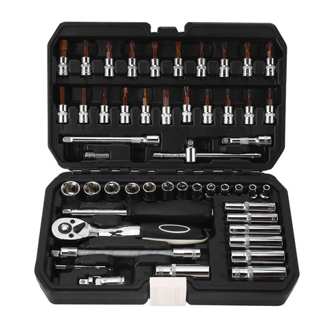 One Quarter Inch Socket Wrench Set With Premium Steel Ratchet Beefy High Torque Performance Mechanic Grade Tool Kit Durable Storage Case