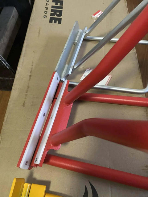 Eave Seam Locker T1 Edge Folding Tool with PVC Insert for Double Lock Standing Seam Roof Panels, red frame on cardboard box