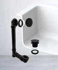 12 Inch And 4 Inch Bath Waste And Overflow Assembly Kit With Tip Toe Drain Plug, Illusionary Faceplate, Matte Black SCH 40 ABS Pipe