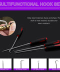 Multifunctional hook set with alloy steel material, including pointed drill and bent hooks for precision work.