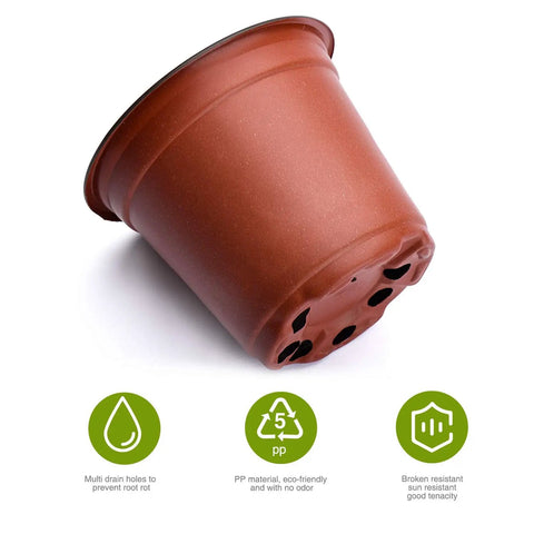 4 Inch Plastic Nursery Pots 100 Pack With Drainage Holes Ideal For Seedlings Cuttings And Transplanting Reusable Seed Starter Pots For Indoor Outdoor Plants Red