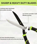 Pro Grade Hedge Clippers For Easy Pruning And Shaping Hedges With Sharp Blades, Non Stick Coating, Alloy Steel, Soft Rubber Grip