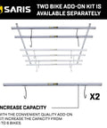 Glide Ceiling Bike Rack Storage For Up To Four Bikes With Individual Access shown with add-on kit for extra capacity