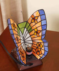 Butterfly Tiffany Style Stained Glass Accent Table Lamp Night Light For Living Room And Bedside Decor 10 Inch Tall With E12 LED Bulb Included