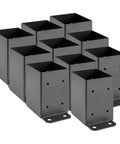 Beefy 4x4 Post Bases 10 Pack With 3 Point 6 By 3 Point 6 Inner Size Powder Coated Matte Black Wood Post Brackets